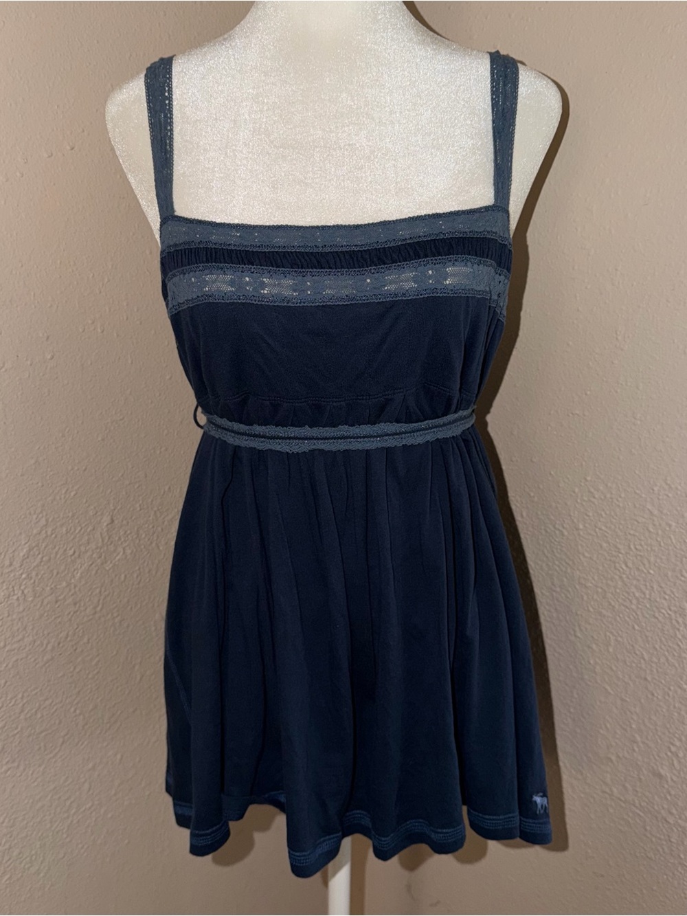 NWT! Vintage Y2K Abercrombie & Fitch 2000s Lace Trim Square Neck Babydoll Tank